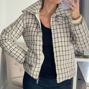 New! Jason Wu Cream and Black Patterned Puffer Woman Jacket size M